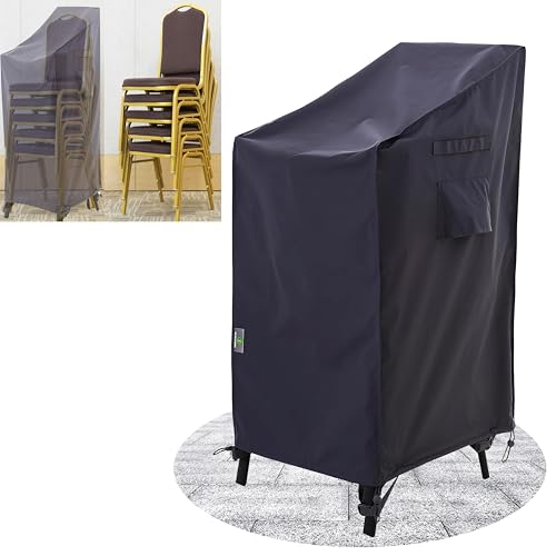 F&J Outdoors Gartenstühle Abdeckung Wasserdicht UV-beständig Robust Schutzhülle für Stapelstühle Hochlehnstühle im Sommer Winter Draußen Plane (69x86x76/104cm), Grau von F&J Outdoors