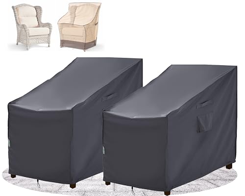 F&J Outdoors Abdeckung Gartenstühle Wasserdicht Gartenstuhl Abdeckung Gartenmöbel Schutz Abdeckungen Plane Gartenmöbel Wasserdicht Abdeckung für Gartenmöbel 89x99x66/91cm 2er-Pack von F&J Outdoors