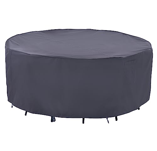 F&J Outdoors Schutzhülle für Gartenmöbel, Robust Wasserdicht Schneeschutz UV-beständige Runde Plane Abdeckung für Gartenmöbel Wetterfest im Sommer und Winter, 213.5x70cm, Grau von F&J Outdoors