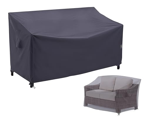 F&J Outdoors Wasserdichte Abdeckung für Gartensitzer, UV-beständig, umweltfreundlich, für 2-Sitzer-Bank, 158 x 84 x 61/81 cm, Grau von F&J Outdoors