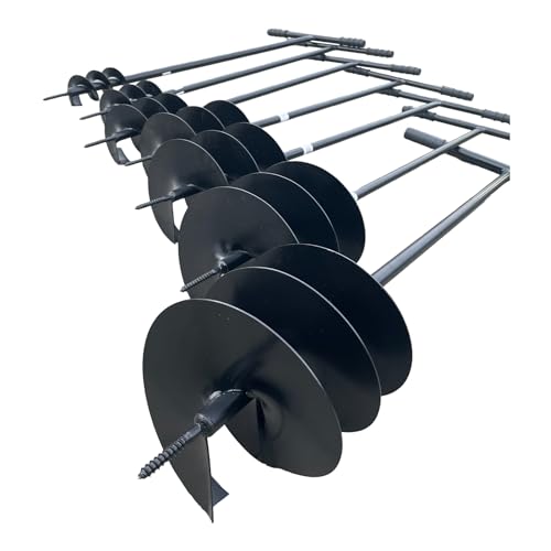 F & R Erdbohrer aus Stahl, Handerdbohrer zum Setzen von Erdlöchern, Handgriffe mit Gummi, Handbohrer für Erdarbeiten im Garten, Bau & Landschaftsbau, Lochspaten, Pfahlbohrer, Gartenbohrer, Ø 170 mm von F & R