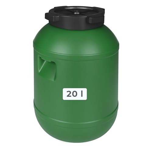 F&R Kleines Fass 20 Liter aus HDPE zur Aufbewahrung I Futtertonne Pferd I Wassertank Weithalsfass mit Deckel I Wasserfass I Sauerkrautfass I Gurkenfass Gärfass I Maischefass von F & R
