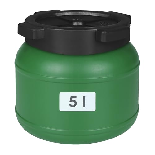 F&R Kleines Fass 5 Liter aus HDPE zur Aufbewahrung I Futtertonne Pferd I Wassertank Weithalsfass mit Deckel I Wasserfass I Sauerkrautfass I Gurkenfass Gärfass I Maischefass von F & R