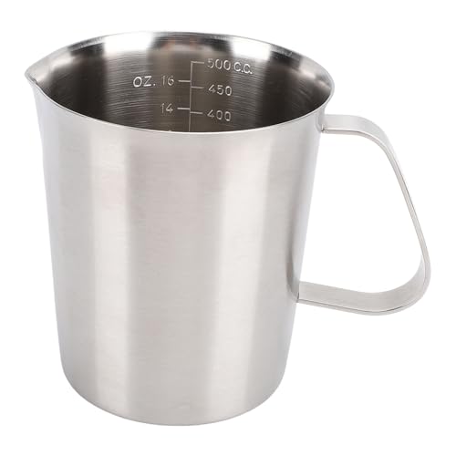 Edelstahl Messbecher mit Ausguss-304 Stahl Milch Falt kitter mit Markierungen leicht zu reinigendes Kaffee werkzeug (500 ml) von F&Y