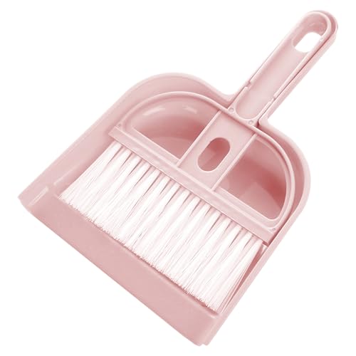 Handstaubschange und Bürstenset - Mini -Besen Dustpan Combo Tragbares kompaktes Reinigungswerkzeug für Tischschreibtischauto -Boden (Rosa) von F&Y