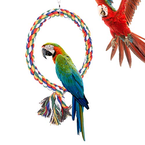Runde Kletterseil Ringspielzeug - farbenfrohe Baumwollschwung Barsch mit Haken für Papageien Shotets Cockatiels Conures Brudeln Runde Kletterseil Ringspielzeug - farbenfrohe Baumwollschwung Barsch mit Haken für Papageien Shotets Cockatiels Conures Brudeln von F&Y