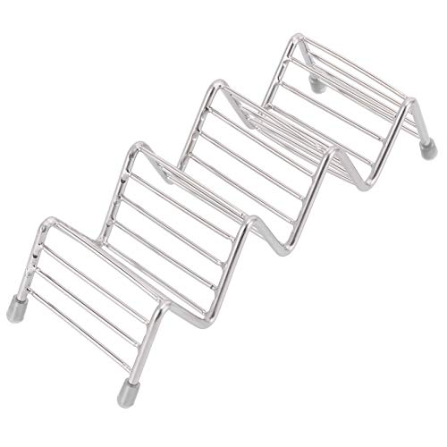 Taco Halter Edelstahl Taco Stand Tablett für 3 Muscheln Wärme-sicheres Rack für Küchengrillofen Verwendung (3/4 Gitter) von F&Y