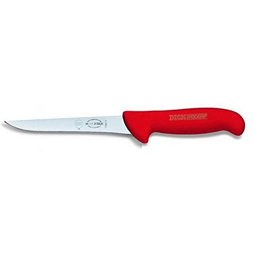 Ausbeinmesser steif 13 cm schmal - Griff rot - Messer zum zerlegen und zerteilen von Fleisch von Dick