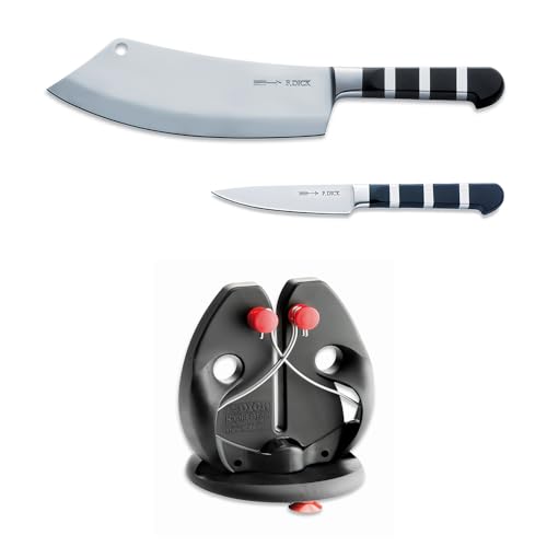 F. DICK 1905 Set (3-Teiliges Messerset, bestehend aus AJAX/Officemesser/Rapid Steel Action, Messerschärfer, Küchenmesser) 81974100, Silber von F. DICK