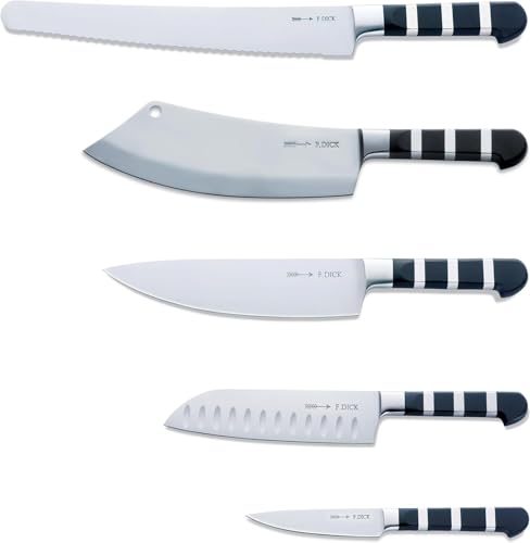 F. DICK 1905 Set (5-Teiliges Messerset, bestehend aus AJAX/Santoku/Officemesser/Kochmesser/Universalmesser, Küchenmesser) 81974000, Silver Or Stainless Steel von F. DICK