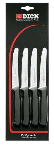 F. DICK Allzweckmesser-Set ProDynamic (4X Messer mit Klinge 12 cm, X55CrMo14 Stahl, nichtrostend, 56° HRC) 85700032, Schwarz von F.Dick