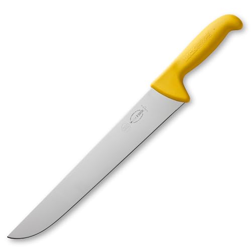 F. DICK Blockmesser ErgoGrip 30 cm - rostfrei, Klinge extra scharf, 56 HRC, Hackmesser ergonomischer Griff hygienisch - Spezialstahl Fleischermesser - Profi Messer Made in Germany - 82348300-02 - gelb von F. DICK