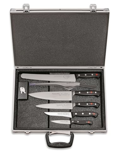 F. DICK Messer-Set Premier Plus mit Magnetkoffer (mit Magneteinlage, inklusive Kochmesser/Filetiermesser + Fleischgabel, für Profi- und Hobbyköche, sicherer Transport) 81161000, Schwarz von F. DICK