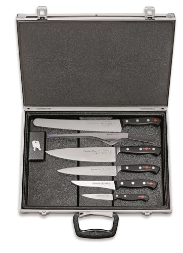 F. DICK Messer-Set Premier Plus mit Magnetkoffer (mit Magneteinlage, inklusive Kochmesser/Filetiermesser + Buffetpinzette, für Profi- und Hobbyköche, sicherer Transport) 81161000, Schwarz von F. DICK