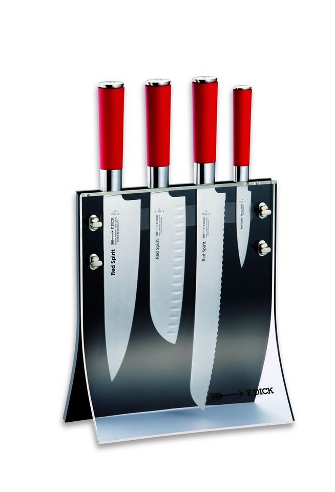 F. DICK Messerblock Knives 5tlg Red Spirit Küchenmesser Santoku Messer von F. DICK