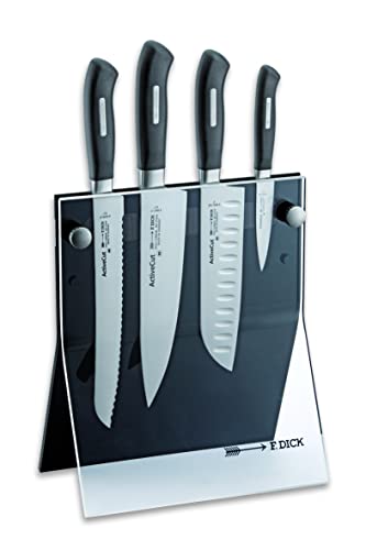 F. DICK Messerblock mit Messer, ActiveCut (Santoku, Kochmesser, Brotmesser, Officemesser, X30Cr13 Stahl, 54° HRC) 89072000 von F. DICK