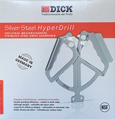 F. DICK Messerschärfer, Messerschleifer zum Durchziehen I spezielle Schärfstäbe, immer perfekter Winkel, Edelstahl gehärtet, manuelles einfaches Schärfen Silver Steel HYPERDRILL 90086000 von F. DICK