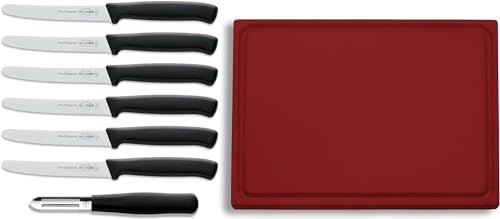 F. DICK Messerset inkl. Schneidbrett und Gemüseschäler (6 x Allzweckmesser, Klinge 11 cm, 1x Brett mit Saftrille, 265x325x18 mm, 1 x Sparschäler) von F.Dick