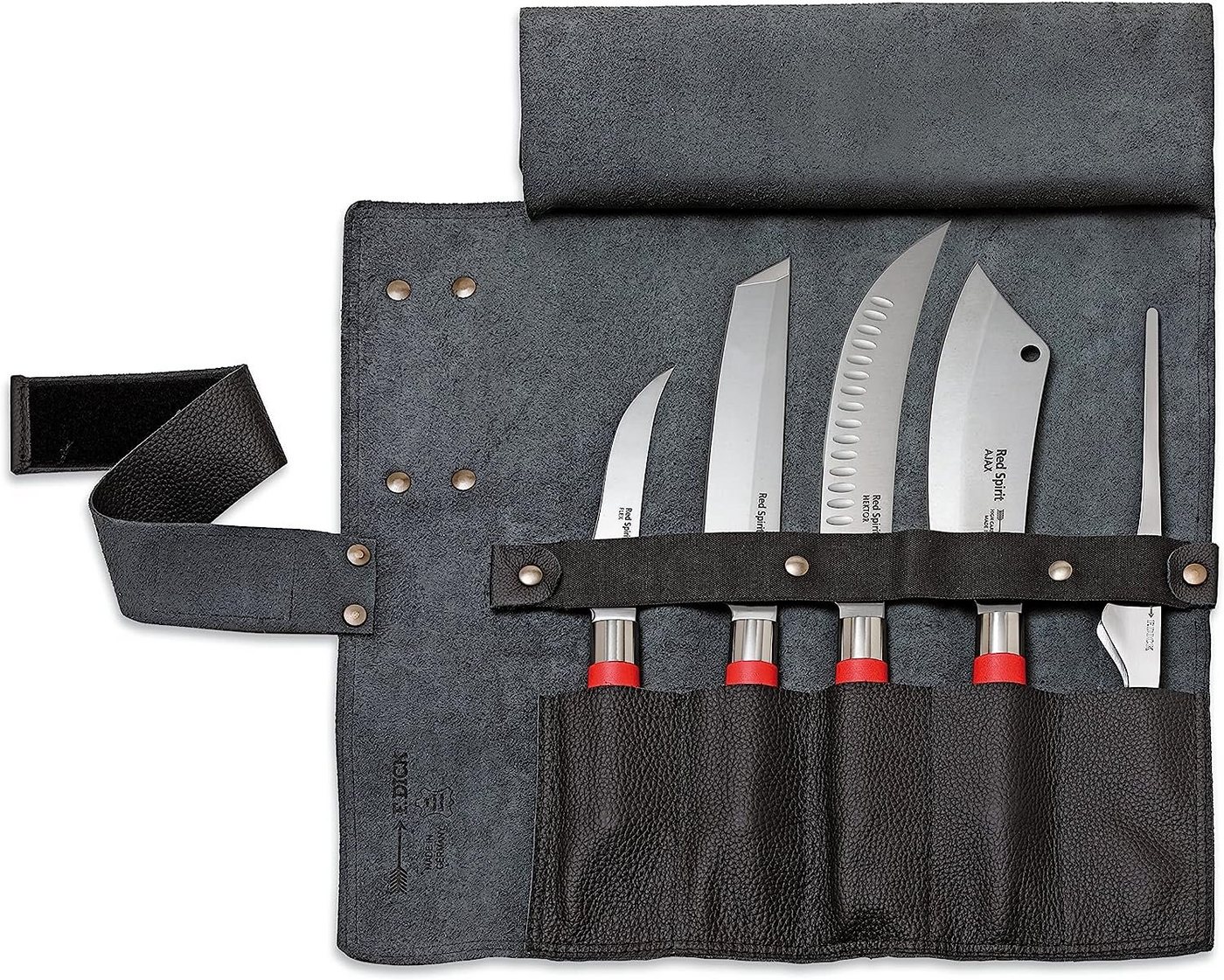 F. DICK Messertasche Leder Rolltasche Red Spirit 5-tlg schwarz Messerset Messer von F. DICK
