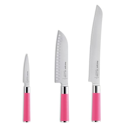 F. DICK Pink Spirit Set (3-Teiliges Messerset, bestehend aus Santoku/Officemesser/Brotmesser, Küchenmesser) 81798000-79 von F.Dick