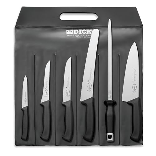 F. DICK ProDynamic Kochmesser-Set 6-teilig (2 Küchenmesser, Ausbeinmesser, Kochmesser Univesalmesser mit Wellenschliff, Klinge X55CrMo14 Stahl, Härte 56°, Messer) 85100000, Grau von F.Dick