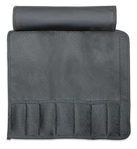 F. DICK Textil-Rolltasche ohne Inhalt (Rolltasche für Garnierwerkzeuge, Tasche unbestückt, mit 7 Fächern, Messertasche schwarz) 81061010 von F. DICK