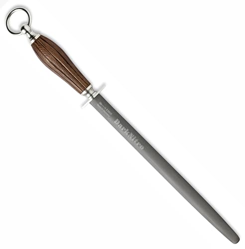 F. DICK Wetzstab, DarkNitro (Wetzstahl 30 cm Spezialbeschichtung für hohen Abtrag, harte Messer Messerschärfer oval magnetisiert Griff Eichenholz Made in Germany) 71103302, Eiche von F. DICK