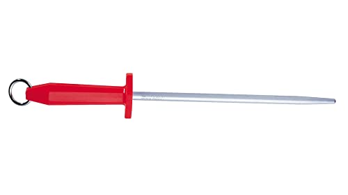 F. DICK Wetzstahl, FS (Ausbeinerstahl 25 cm I Feinzug I Messerschärfer rund I magnetisiert, verchromt I Made in Germany) 74701250, Rot von F. DICK