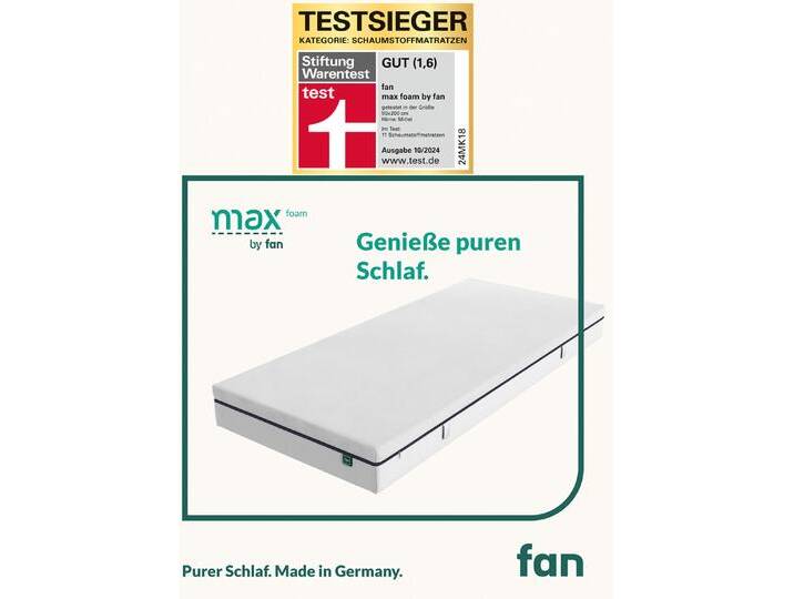 TESTSIEGER Mehrzonen-Matratze „max foam by fan“, Größe 130 (80/200 cm) von F.A.N.-Frankenstolz-Schlafkomfort