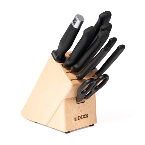 F. Dick ProDynamic Messerset im massiven Buchenholz-Messerblock – 6 Messer, Wetzstahl, Küchenchere & Fleischgabel – Profi-Küchenset aus Solingen, ergonomisch & langlebig – Made in Germany von F.Dick