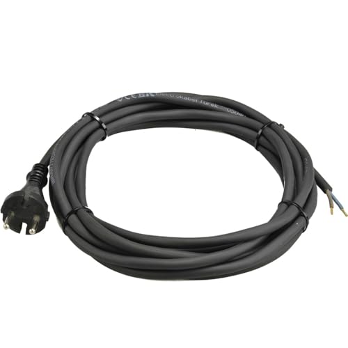 Anschlussleitung Zuleitung Gummi 2-polig 2x0,75 mm2 H05RR-F 2G 0,75mm2 Stromkabel mit Stecker Gummikabel Schwarz 250 V, 16A (5,0 Meter) von F.H. ANA