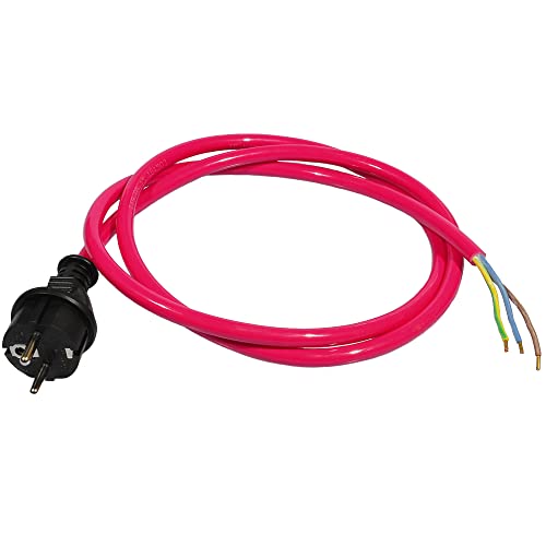 Anschlussleitung Zuleitung Polyurethane 3-polig mit Schukostecker 1,5/3 / 5 Meter H07BQ-F PUR 3x1,5 mm2 Magenta Stromkabel Baustellenkabel IP44 (Länge : 5 Meter) von F.H. ANA