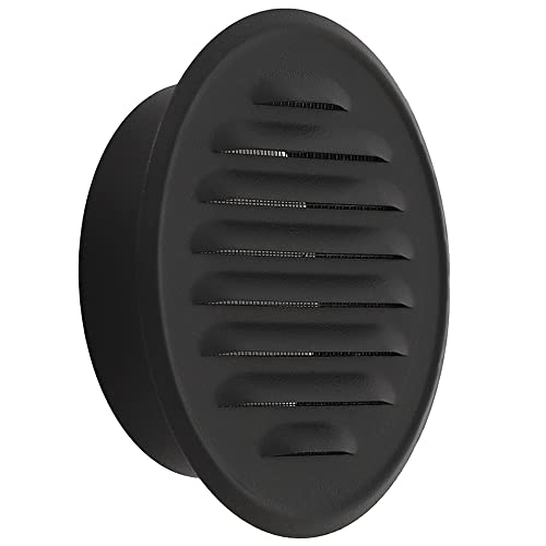 Lüftungsgitter Abluftgitter Rund Ø 150 mm Zinkblech mit Flansch und Insektennetz Farbe (Schwarz) von F.H. ANA