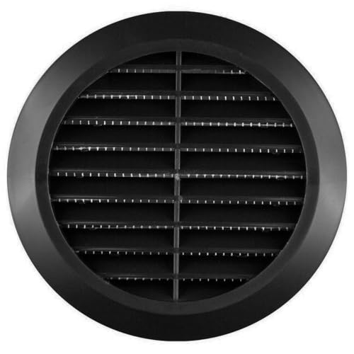 Lüftungsgitter Rund Schlitz-Gitter Abluftgitter mit Insektennetz ABS-Kunststoff Ø 80 mm Schwarz (Schwarz, Flansch: Ø 80 mm) von F.H. ANA