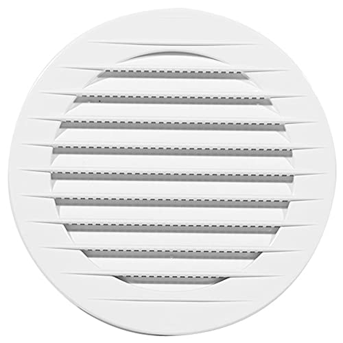 Lüftungsgitter Rund Schlitz-Gitter Abluftgitter mit Insektennetz Kunststoff Ø 60 70 80 90 100 120 125 150 mm Weiß Braun Grau Graphit (Weiß, Flansch: Ø 100 mm) von F.H. ANA