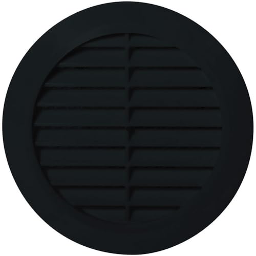 Lüftungsgitter Rund verstellbare Luftkanalgröße Ø100 bis 150 mm Schlitz-Gitter Abluftgitter mit Insektennetz ABS-Kunststoff (Schwarz) von F.H. ANA