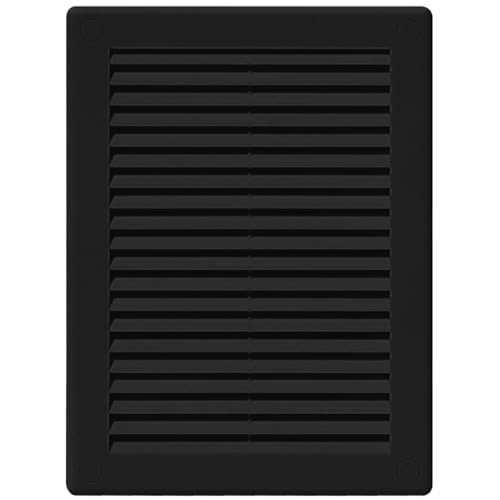 Lüftungsgitter Schlitz-Gitter Abluftgitter Lamellengitter mit Insektennetz ABS-Kunststoff Schwarz Eckig (Schwarz, Eckig 140 x 210/180 x 250 mm) von F.H. ANA