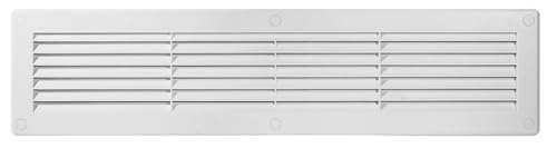 Lüftungsgitter Schlitz-Gitter Abluftgitter Lamellengitter mit Insektennetz ABS-Kunststoff Weiß Eckig (Weiß, Eckig 420 x 70/460 x 110 mm) von F.H. ANA