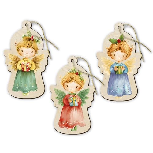 Fratelli Bonella 3-teiliges Weihnachtsschmuck-Set Weihnachtsdeko mit Engelchen, hergestellt in Italien von F.LLI BONELLA