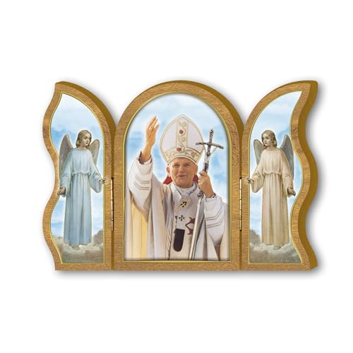 Fratelli Bonella | Andachts-Triptychon aus Holz, Papst Johannes Paul II. Maße: 6 x 9 cm, hergestellt in Italien Fratelli Bonella | Andachts-Triptychon aus Holz, Papst Johannes Paul II. Maße: 6 x 9 cm, hergestellt in Italien von F.LLI BONELLA