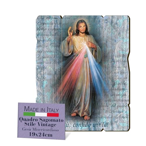 Fratelli Bonella | Bild aus geformtem Holz, Vintage-Stil, Jesus, Maße: 19 x 24 cm | Made in Italy von F.LLI BONELLA