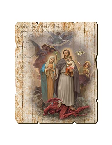 Fratelli Bonella | Bild aus geformtem Holz im Vintage-Stil von St. Josef Protektor der heiligen Familie 19 x 24 cm | Made in Italy von F.LLI BONELLA
