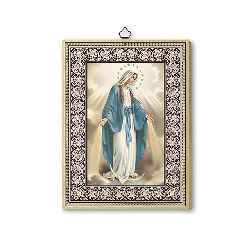 Fratelli Bonella | Heiliges Bild auf Pappel-MDF-Holz 6 mm von der Wundertätigen Madonna mit Medaillen Maße 15 x 20 cm | Made in Italy von F.LLI BONELLA