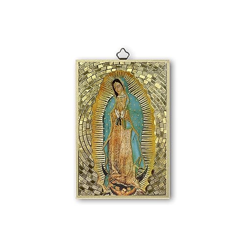 Fratelli Bonella | Wandbild | Heiliges Bild auf Pappel-MDF-Holz 8 mm mit Mosaik aus Goldfolie von Madonna von Guadalupe mit Gebet auf der Rückseite | Made in Italy von F.LLI BONELLA