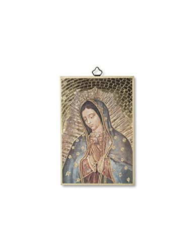 Fratelli Bonella | Heiliges Bild auf MDF-Holz aus Pappelholz 8 mm mit der Madonna des Guadalupe mit Gebetskette auf der Rückseite 10 x 15 cm | Made in Italy von F.LLI BONELLA