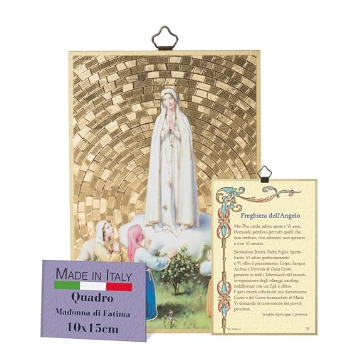 Fratelli Bonella – Bild Madonna di Fatima und Gebet auf Italienisch – Holzbild aus Pappel MDF – Heiliges Bild 8 mm x 10 cm x 15 cm Made in Italy von F.LLI BONELLA