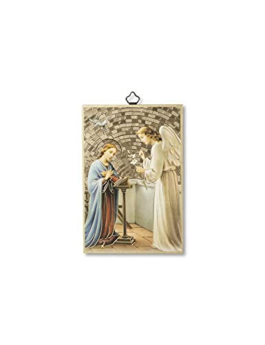 Fratelli Bonella | Heiliges Bild auf MDF Pappelholz 8 mm mit Mosaik aus Goldfolie des Erzengels Gabriele mit Gebetskette auf der Rückseite 10 x 15 cm | Made in Italy von F.LLI BONELLA