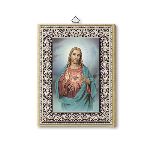 Fratelli Bonella | Bild Heilig auf Pappel-MDF-Holz 6 mm des Heiligen Herzens Jesu f.to 15 x 20 cm | Made in Italy von F.LLI BONELLA