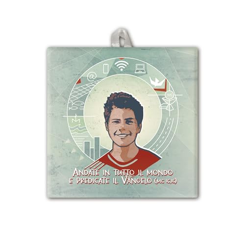 Fratelli Bonella | Keramikfliese mit Carlo Acutis in Geschenkbox 10 x 10 cm | Made in Italy von F.LLI BONELLA
