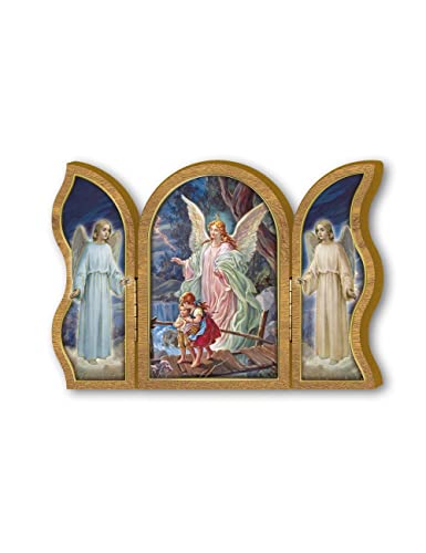 Fratelli Bonella | Triptychon Devoational aus Holz des Engels auf der Brücke 6 x 9 cm | Made in Italy von F.LLI BONELLA